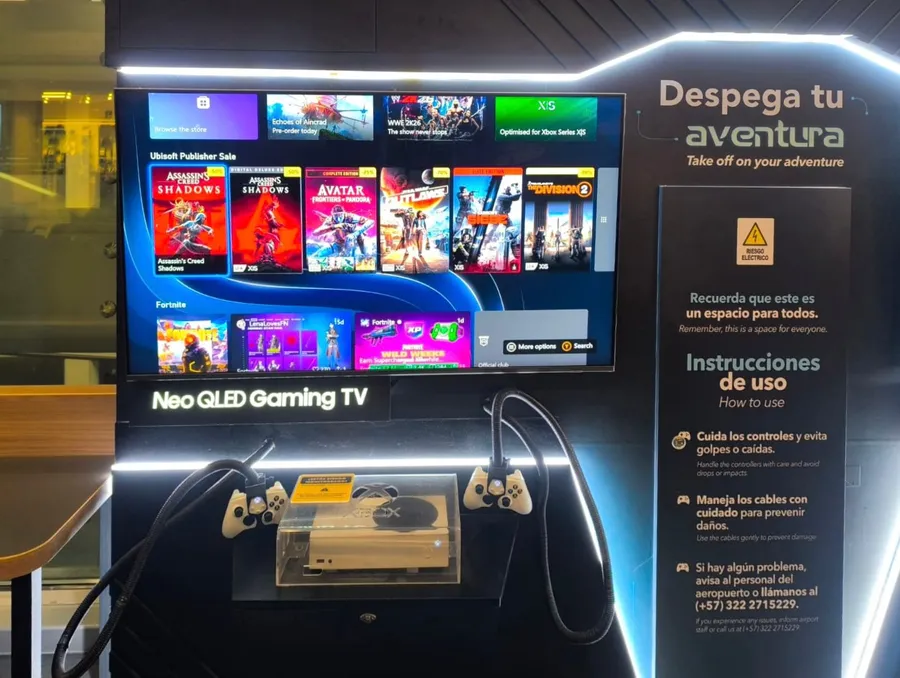 console de jeux vidéo à l'aéroport